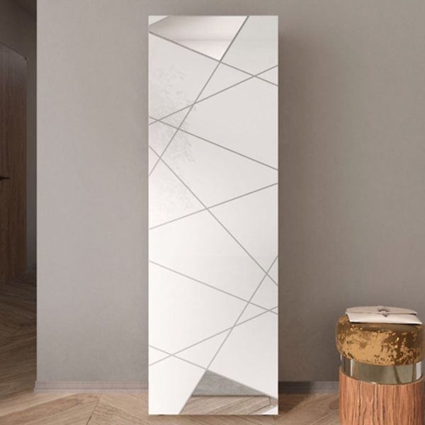 Victoria Mirrored High Gloss Coat Hanger Cabinet In White | Bed Sava