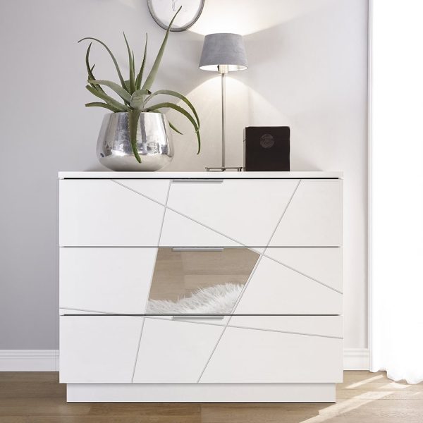 Victoria Wooden Chest Of 3 Drawers In Matt White | Bed Sava