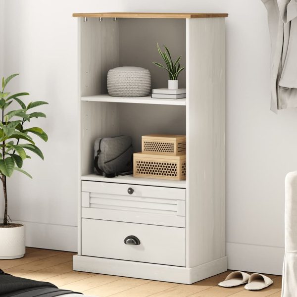 Vidor Wooden Bookcase With 2 Drawers In White Brown | Bed Sava