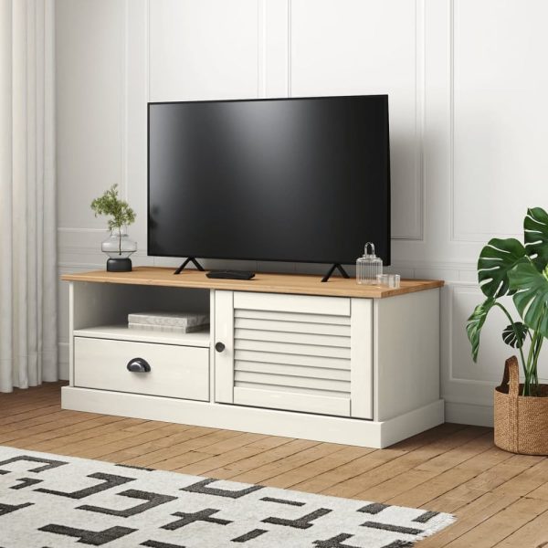 Vidor Wooden TV Stand With 1 Door 1 Drawer In White Brown | Bed Sava