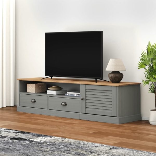 Vidor Wooden TV Stand With 1 Door 2 Drawers In Grey Brown | Bed Sava