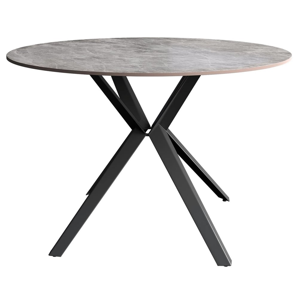 Villanova Sintered Ceramic Dining Table In Gloss Grey