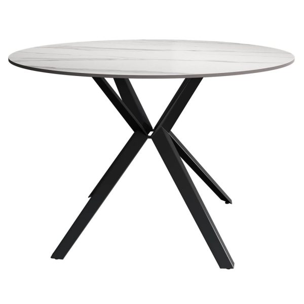 Villanova Sintered Ceramic Dining Table In Gloss White | Bed Sava