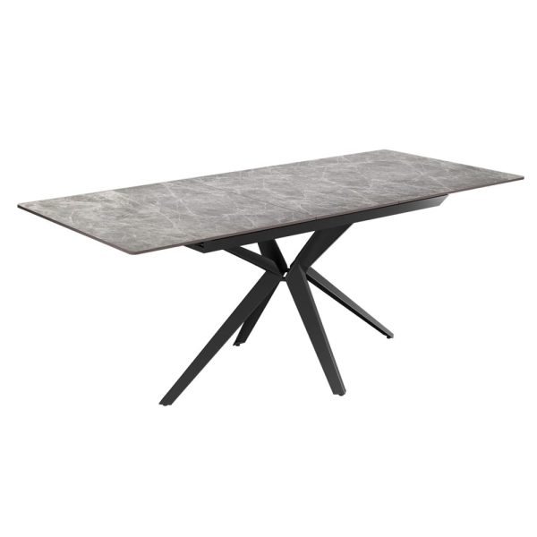 Villanova Sintered Ceramic Extending Dining Table In Gloss Grey | Bed Sava