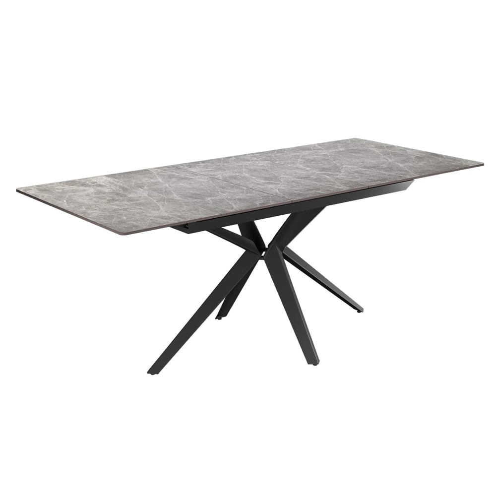 Villanova Sintered Ceramic Extending Dining Table In Gloss Grey