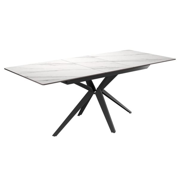 Villanova Sintered Ceramic Extending Dining Table In Gloss White | Bed Sava