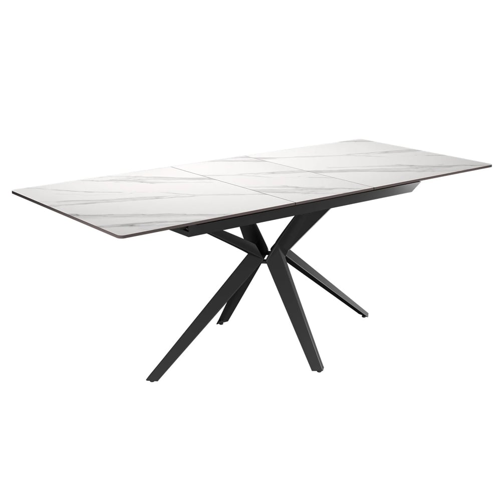Villanova Sintered Ceramic Extending Dining Table In Gloss White