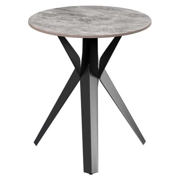 Villanova Sintered Ceramic Side Table In Gloss Grey | Bed Sava