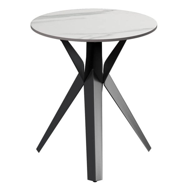 Villanova Sintered Ceramic Side Table In Gloss White | Bed Sava