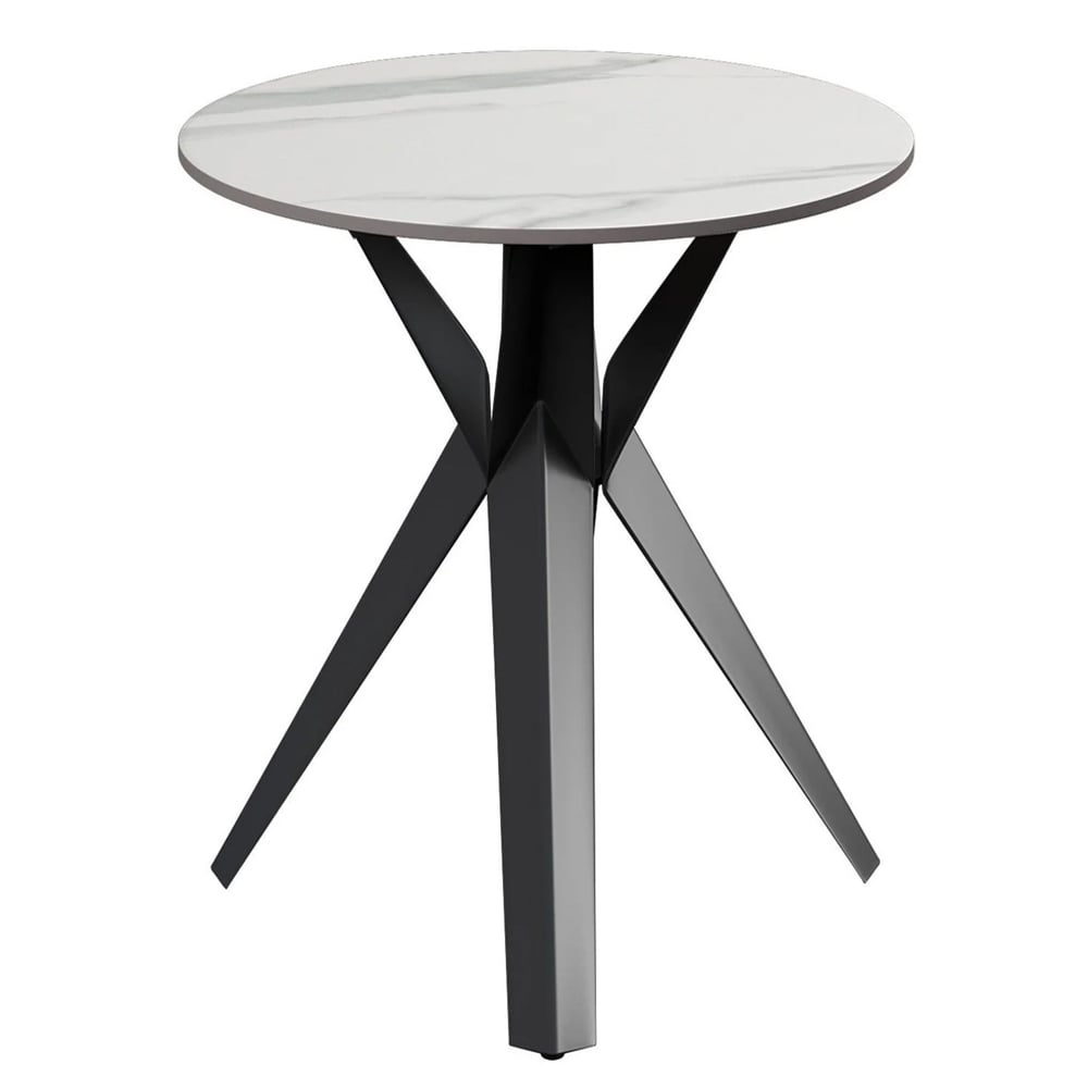 Villanova Sintered Ceramic Side Table In Gloss White