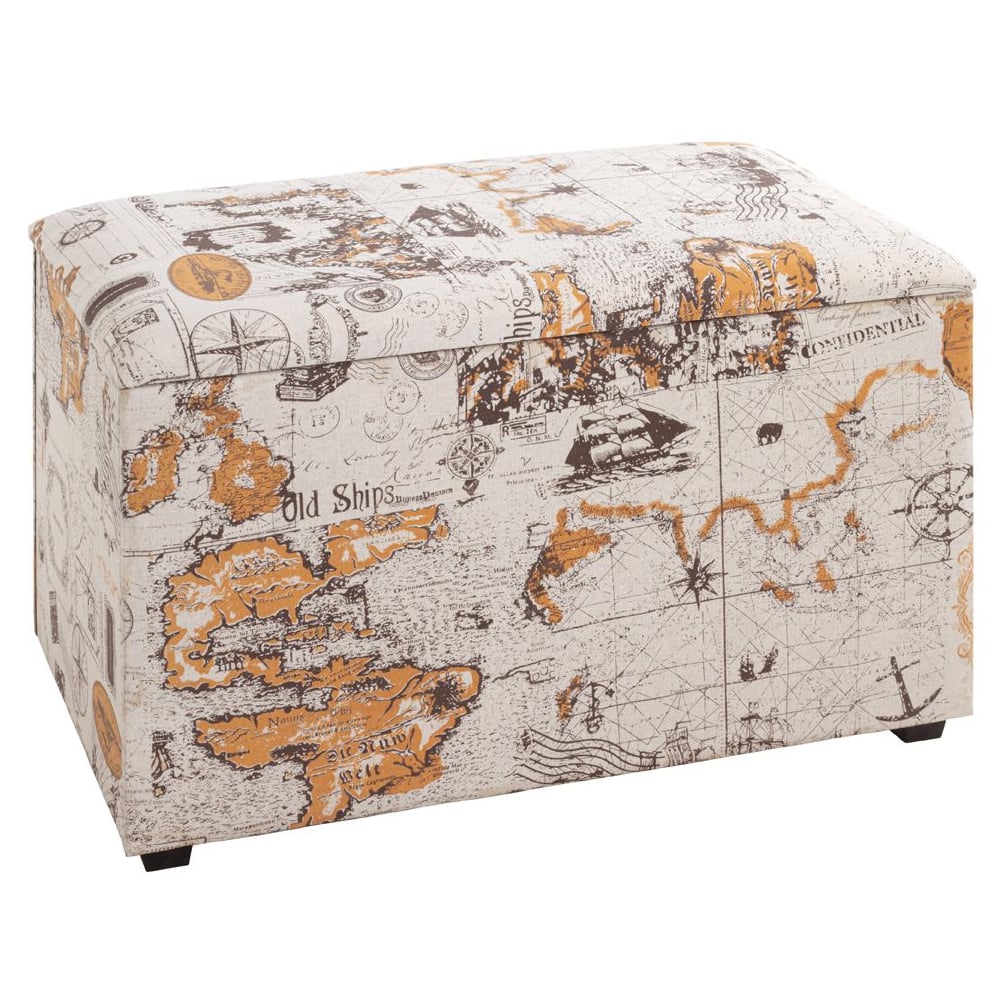 Villanova Textile Fabric Storage Ottoman In Motif