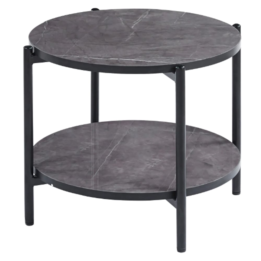Vilna Large Gloss Grey Marble Effect Coffee Table With Black Frame