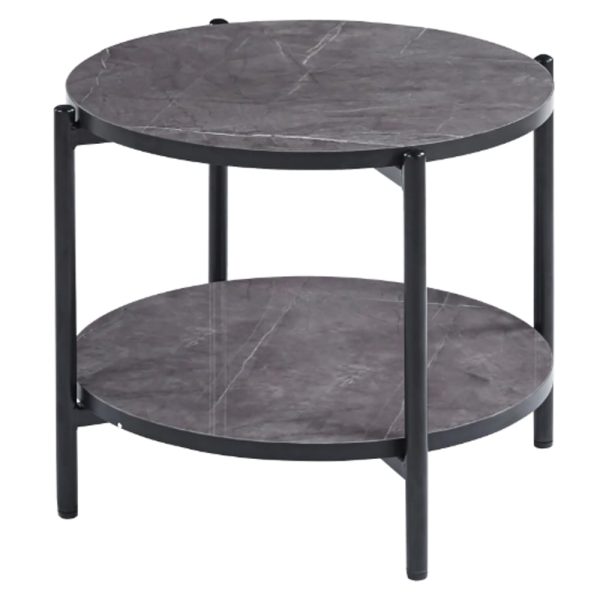 Vilna Small Gloss Grey Marble Effect Coffee Table With Black Frame | Bed Sava