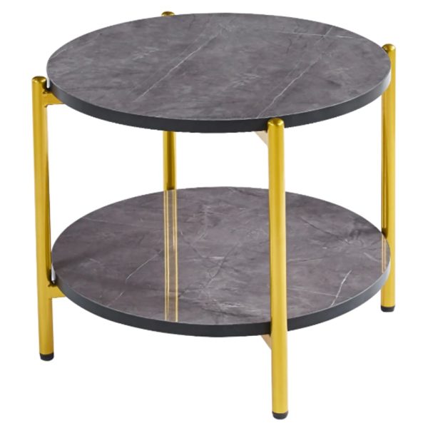 Vilna Small Gloss Grey Marble Effect Coffee Table With Gold Frame | Bed Sava