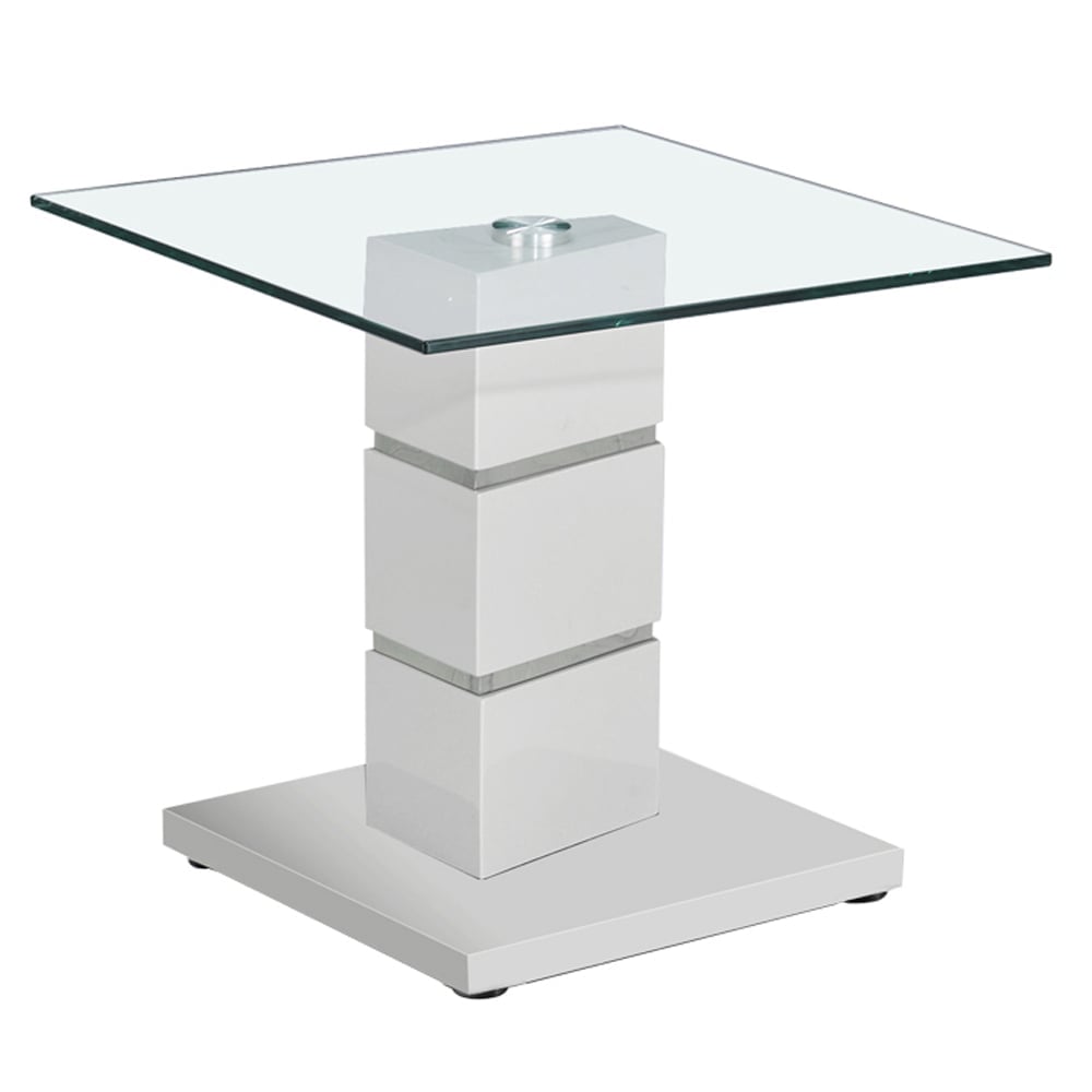 Viola Clear Glass End Table With Polished Stainless Steel Base