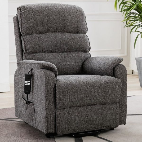 Viola Fabric Electric Recliner Chair In Lisbon Grey | Bed Sava