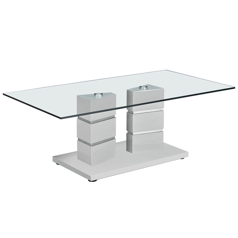 Viola Clear Glass Coffee Table With Polished Stainless Steel Base