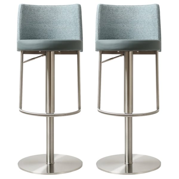 Viola Teal Leather Fabric Bar Stools In Pair | Bed Sava