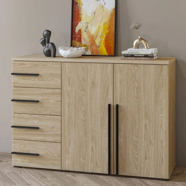 Viola Wooden Sideboard With 2 Doors 4 Drawers In Oiled Oak | Bed Sava