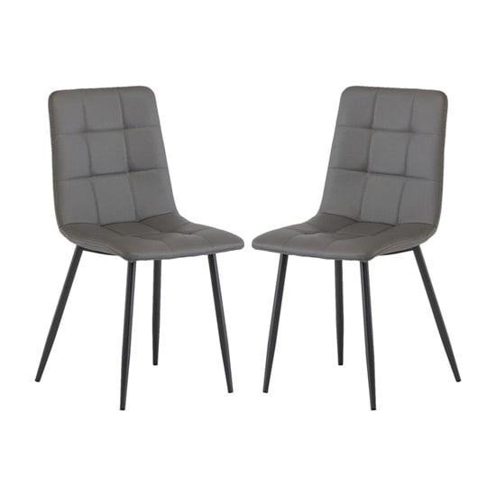 Virti Grey Faux Leather Dining Chairs In Pair