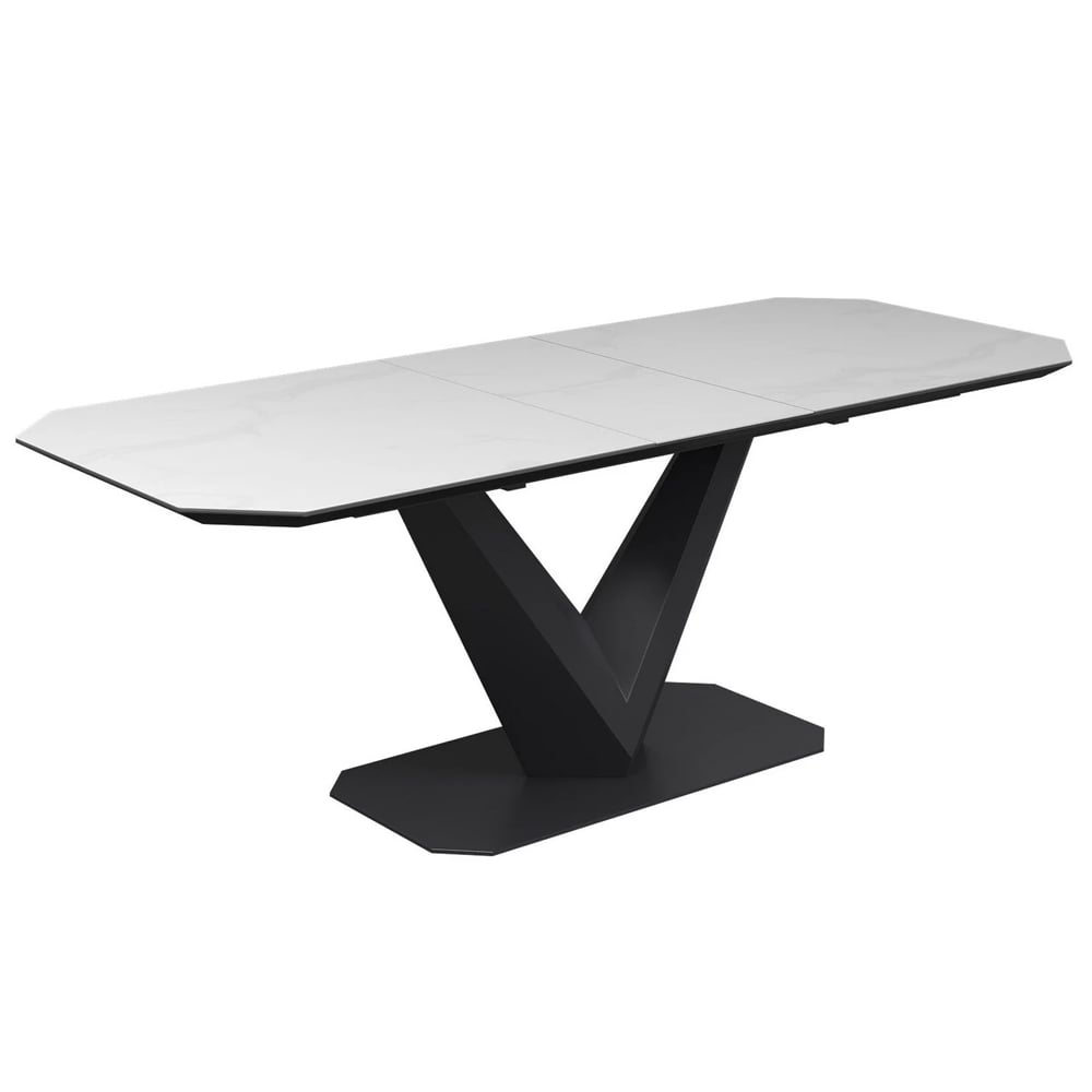 Viroqua Ceramic Extending Dining Table In Matt White