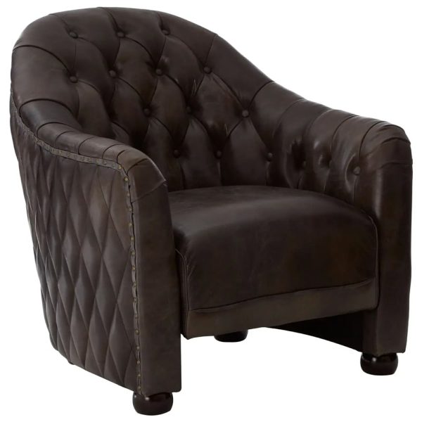 Viroqua Genuine Leather Classic Bedroom Chair In Grey | Bed Sava
