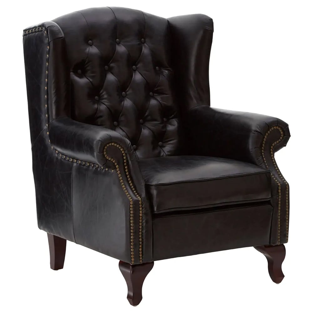Viroqua Genuine Leather Scroll Armchair In Black