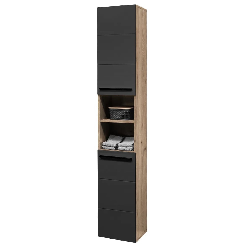 Viroqua Wooden Storage Cabinet With 2 Doors In Viking Oak Black