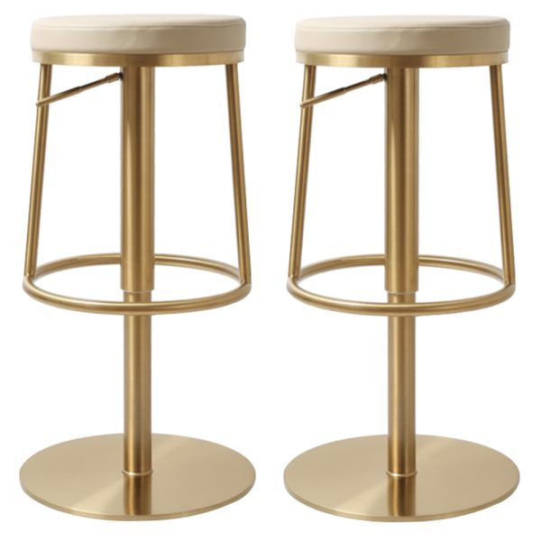 Visalia Barley PU Leather Bar Stools With Gold Base In Pair | Bed Sava