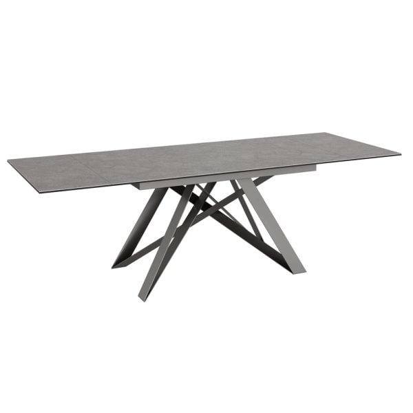Visalia Ceramic Glass Extending Dining Table In Slate Grey | Bed Sava