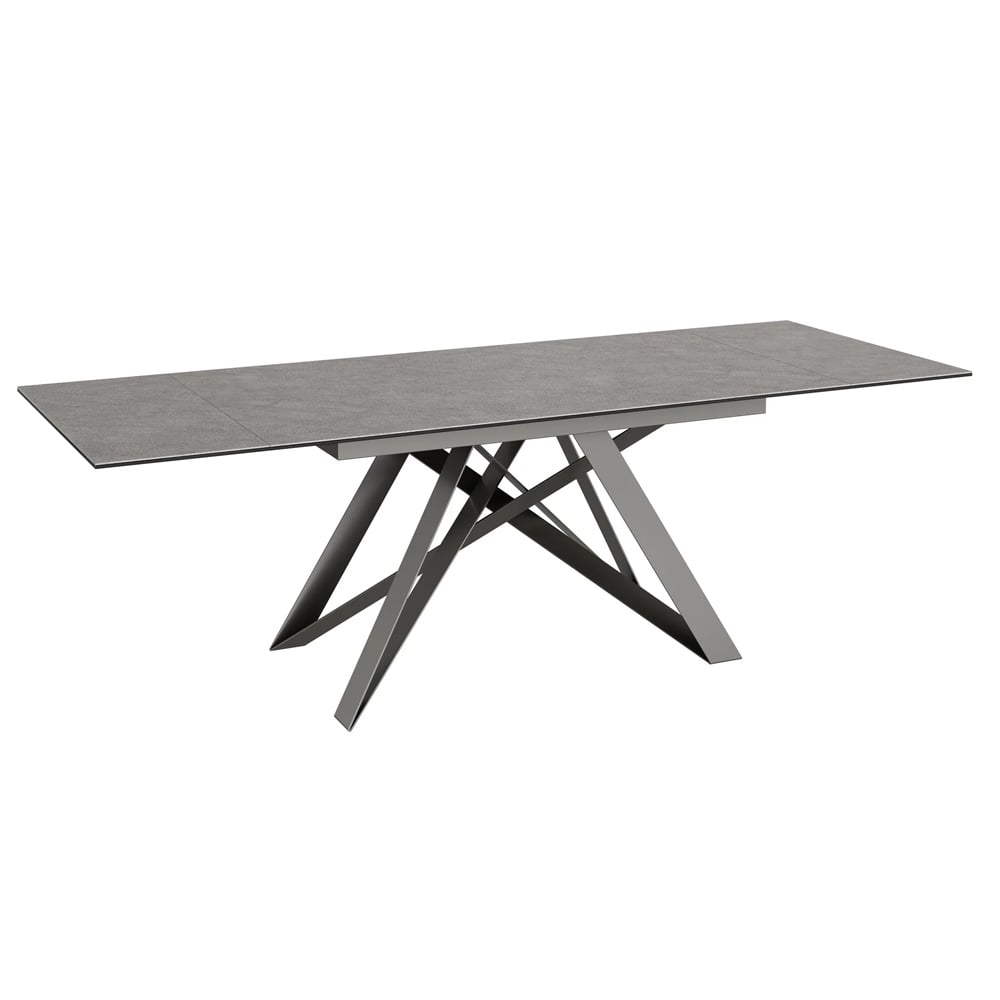 Visalia Ceramic Glass Extending Dining Table In Slate Grey