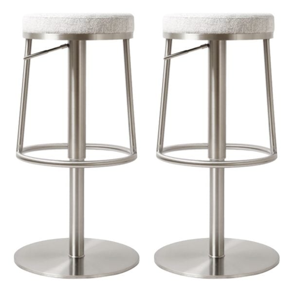 Visalia Silver Grey Fabric Bar Stools With Steel Base In Pair | Bed Sava