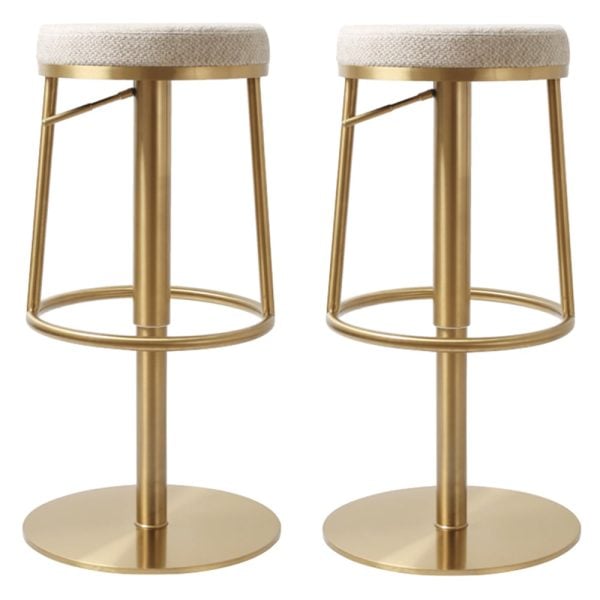 Visalia Wheat Fabric Bar Stools With Gold Base In Pair | Bed Sava