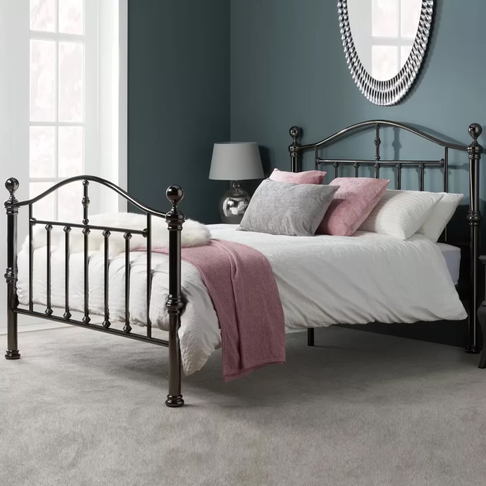 Vittorio Metal King Size Bed In Nickel