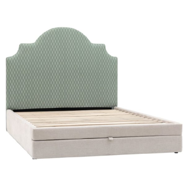 Wabash Fabric Double Bed With 2 Drawers In Taupe | Bed Sava