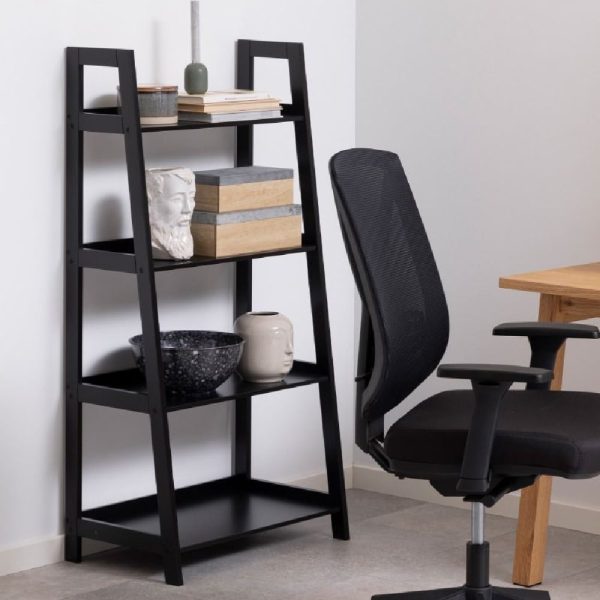 Wabash Wooden Bookcase With 4 Shelves In Black | Bed Sava