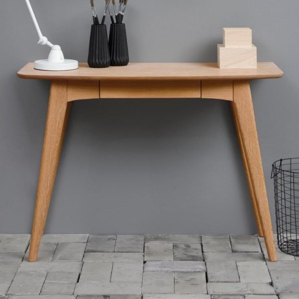 Wabeno Wooden Laptop Desk With 1 Drawer In Matt Oak | Bed Sava