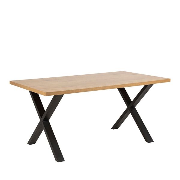 Waco Wooden Dining Table Rectangular With Black Legs In Oak | Bed Sava