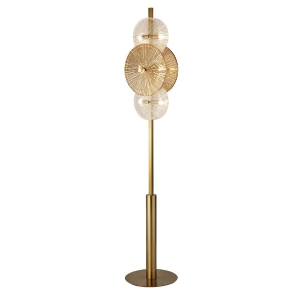 Wagon 6 Light Clear Amber Glass Floor Lamp In Bronze | Bed Sava