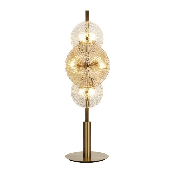 Wagon 6 Light Clear Amber Glass Table Lamp In Bronze | Bed Sava