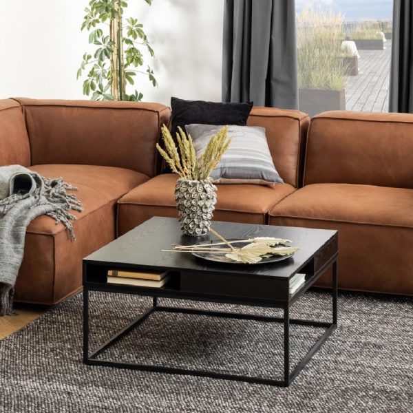Wahoo Wooden Coffee Table 2 Shelves With Metal Frame In Black | Bed Sava