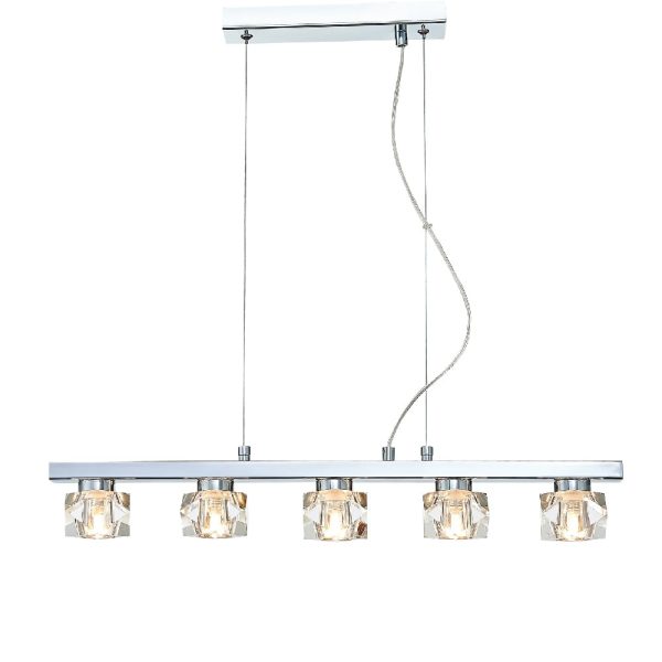 Wakefield 5 Light Diamond Crystal Bar Pendant Light In Chrome | Bed Sava