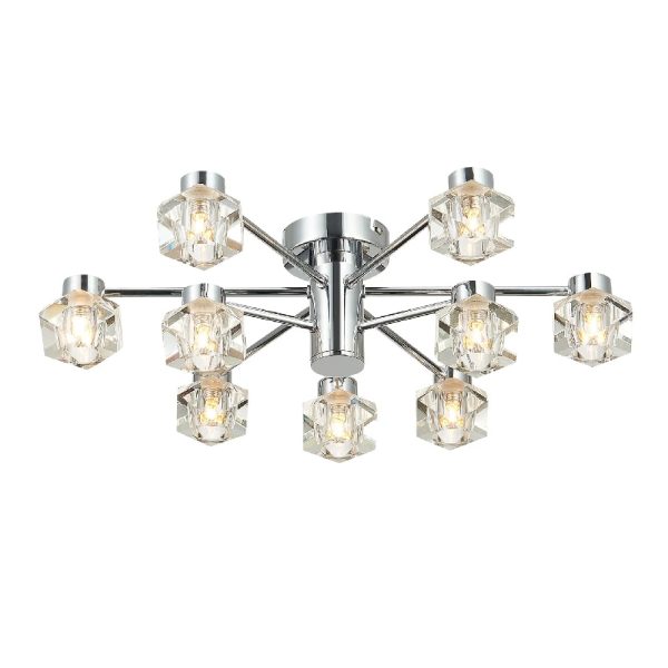 Wakefield 9 Light Diamond Crystal Flush Light In Chrome | Bed Sava