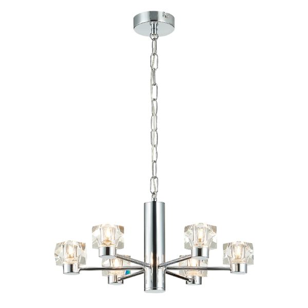 Wakefield 6 Light Diamond Crystal Pendant Light In Chrome | Bed Sava