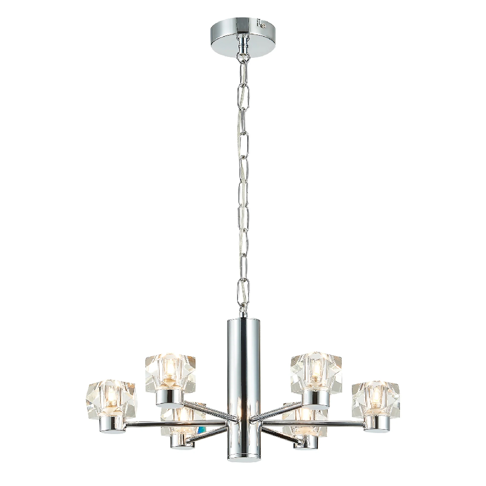 Wakefield 6 Light Diamond Crystal Pendant Light In Chrome