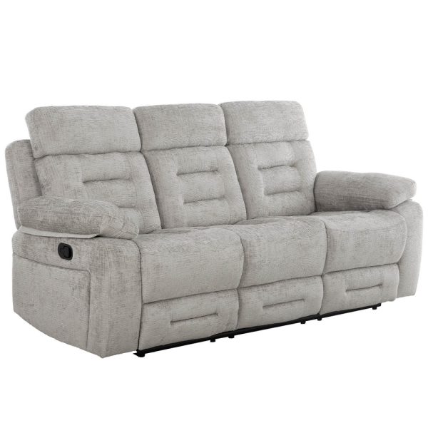 Waldorf Fabric Recliner 3 Seater Sofa In Grey | Bed Sava