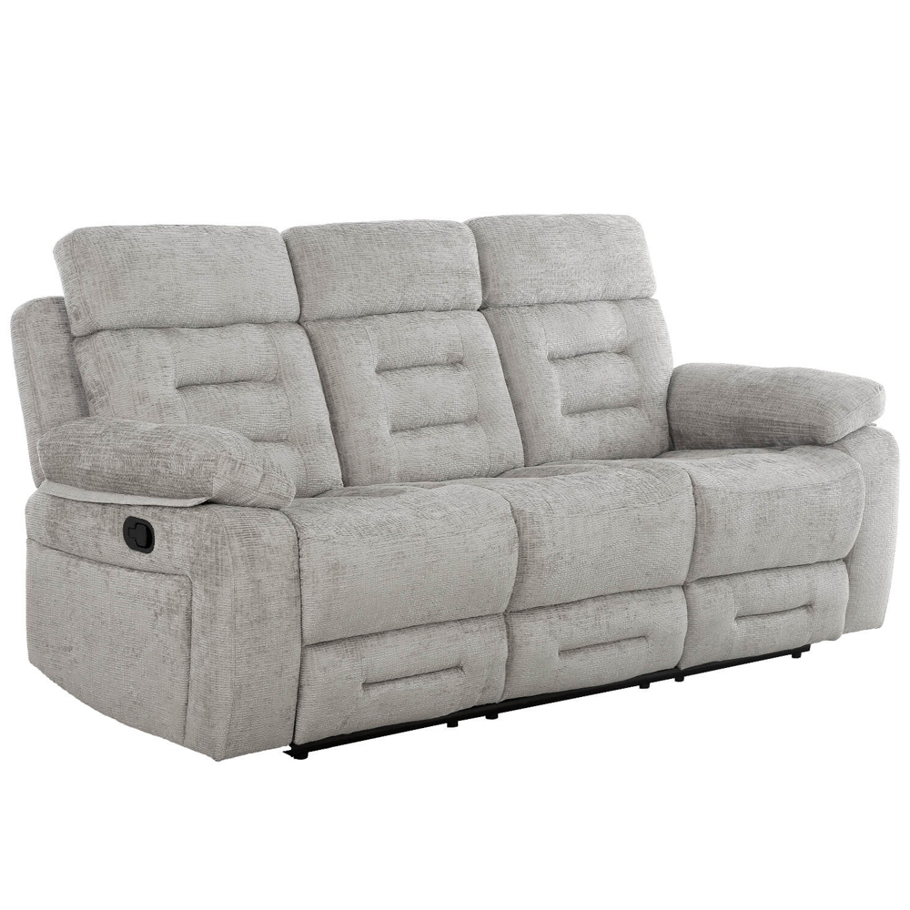 Waldorf Fabric Recliner 3 Seater Sofa In Grey