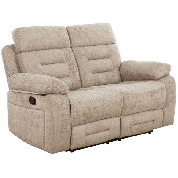 Waldorf Fabric Recliner 2 Seater Sofa In Latte | Bed Sava