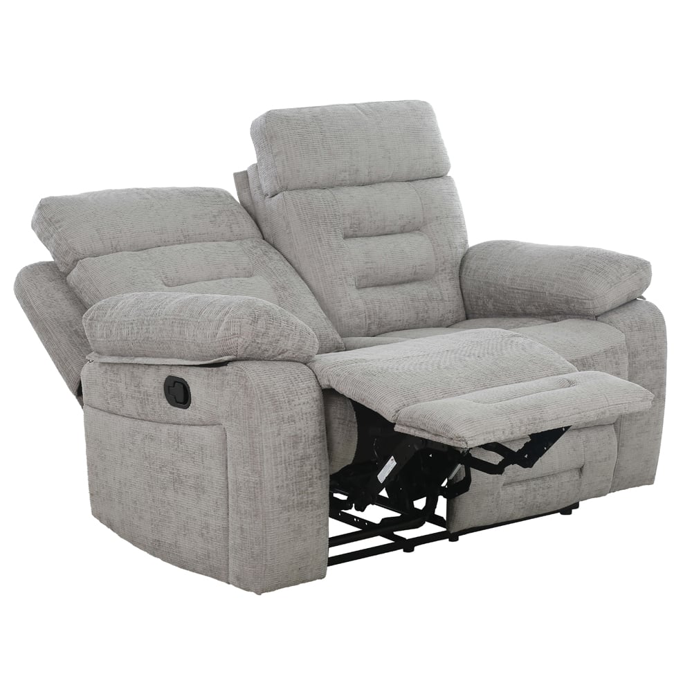 Waldorf Manual Recliner Fabric 2 Seater Sofa In Grey