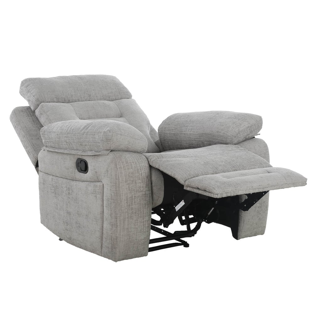 Waldorf Manual Recliner Fabric 1 Seater Sofa In Grey